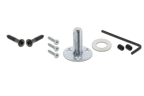 Installation hardware for Meadows Plate Dummy Door Knob Set With White Porcelain Knobs Timeless Bronze Finish, Restoration Ready