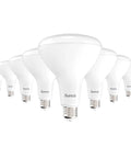 8 Pack BR40 LED Light Bulbs For Indoor Flood Lighting In Recessed Cans, E26 Base, 1400 Lumens, 17W Equivalent To 100W, arranged display