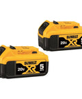 Two DeWALT 20V Max XR Premium 5.0Ah Battery Pack Two Pack With 3 LED Fuel Gauge Longer Run Time For High Demand Power Tools