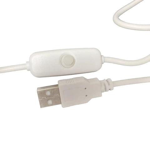 USB power cable for Double LED Light Bar Kit For 3D Printer Enclosures 5W Each 6000K White Light, white switch, close-up view