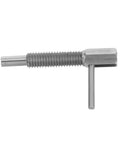 No Fuss Stainless Steel Spring Loaded Indexing Plunger Pin With Slick Retractable L Shape Handle Knob For Toolboxes Window Screens And Home Gym Rigs Built Tough, showcasing the durable steel construction.