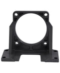 Motor mounting bracket for 180W-370W AC gear reducer; black aluminum alloy with circular opening and four base mounting holes.