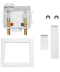 Washing Machine Outlet Box With Center Drain And Stainless Water Hammer Arrestor, 1/2 Inch Push-Fit Inlet To 3/4 Inch MHT Outlet