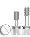 Pro Quality 10 Pack M2X10MM Captive Panel Screws With Knurled Slotted Heads For Easy Manual Adjustment And Strictly Zero Dropout Hassles On Electronic Chassis Crafted Heavy Duty To Keep All Parts Locked Down Tight close-up of stainless steel captive screws with knurled heads
