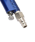 Close-up of High Performance Pneumatic HVLP Gravity Feed Oil Paint Sprayer connection, featuring a metal nozzle fitting and adjustment knob.