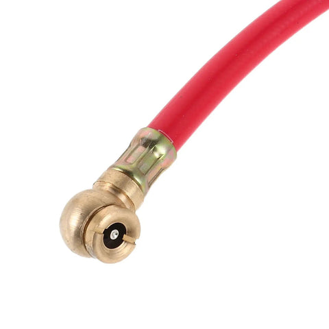 Top Rated Red Air Pump Hose Rubber Motorcycle Single Head Fits Electric Bike Car Tire Inflator Extension Replacement Tubing close-up brass valve