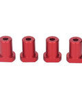 Four red tubular components, likely accessories for Heavy Duty Desktop Clip Bench Dog Clamp With 19mm Quick Clamp Stainless Steel Brass Stop Built To Last Fast Fixed Clamping For Milling Cutting And Grinding Projects Tough As Nails CNC Machined DIY Woodworking Tool.