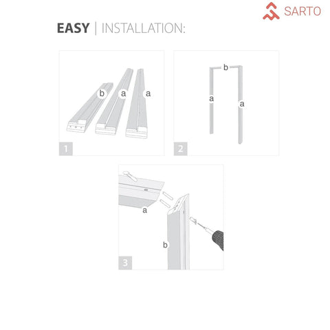 Installation guide for Two Door Double Swing French Interior Doors With Frosted Glass, Matte Black Finish, MDF Frame.