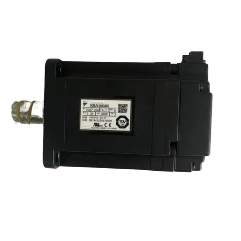 AC servo motor, 200V, 750W, model SGMJV-08A3A6S, black housing with silver shaft