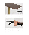 Close-up of Adjustable Rolling Overbed Table With Smooth Casters And Easy Height Flex To Keep You Comfy On The Couch, featuring MDF surface and height adjuster.