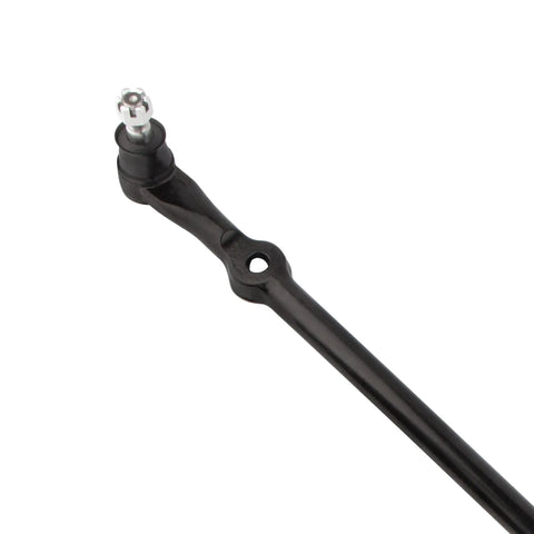 Front Center Drag Link Replacement For Ford F 250 F 350 Super Duty 2005 2006 2007 2008 2009 2010 2011 2012 2013 2014 2015 2016 4WD Models Only DS80749 Beefed Up Heavy Duty Steering Link black steel close-up