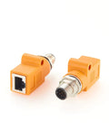 Waterproof M12 To RJ45 Bulkhead Adapter A Code 8 Pin Male To RJ45 Jack Straight Orange for industrial automation sensors