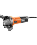 Robust Four And A Half Inch Angle Grinder Boasting An Eight Amp Corded Motor for metal and concrete tasks with side handle.