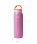 On The Go Breast Milk Chiller And Storage Container For Pumping Parents Double Walled Stainless Steel 10 Oz Purple with orange cap.