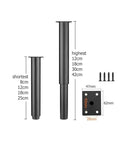Adjustable Furniture Legs Set In Cold Rolled Steel Sturdy Table Legs And Sofa Feet for Various Heights with Screws and Mounting Plate