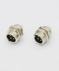 Two connectors from the 10 Pack 4 Pin Ham and CB Radio Microphone Connectors Male Panel Mount Nickel Plated for Easy Mic Jack Replacement and Upgrades