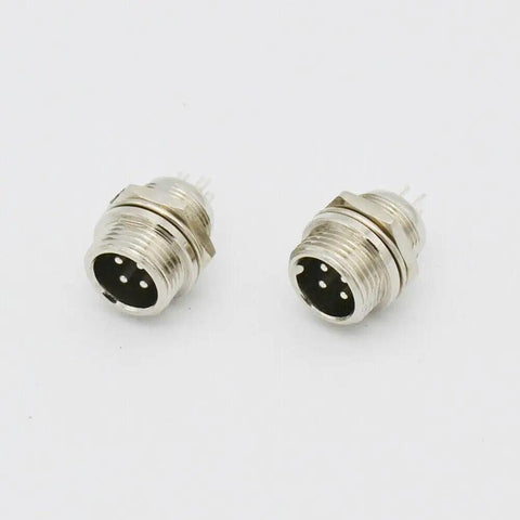Two connectors from the 10 Pack 4 Pin Ham and CB Radio Microphone Connectors Male Panel Mount Nickel Plated for Easy Mic Jack Replacement and Upgrades