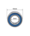uxcell MR105-2RS deep groove ball bearing with blue double seal, chrome steel, 5mm inner diameter, 10mm outer diameter