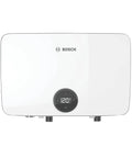 Super Compact 18 Kilowatt Electric Tankless Water Heater For Under Sink Setup With Endless Instant Hot Water And Built Tough Design That Keeps The Warm Water Flowing Smooth All Day Long, white plastic casing with digital temperature display.
