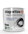 Magnetic Paint And Primer For Any Surface High Yield Black 8 Oz can with label in white, grey and orange text.