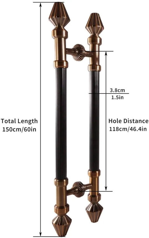 Long Two Side Push Pull Barn Door Handle In Bronze Finish, Interior And Exterior Round Wood Door Set, Adjustable 120cm To 88cm