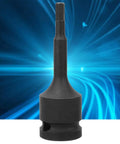 Front view of a black 1/2-inch hex bit socket adapter made of 42CrMo alloy for impact wrenches