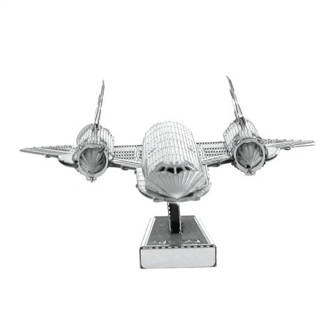 Front view of SR-71 Blackbird 3D Metal Model Kit For Easy Assembly No Glue Needed Clip And Twist Tabs With Tweezers Ideal Hobby Project