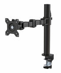 Side view of a Single Computer Monitor Stand With Cable Management And Height Adjustable VESA Desk Arm Mount For 13 To 30 Inch Screens, Steel and Black.