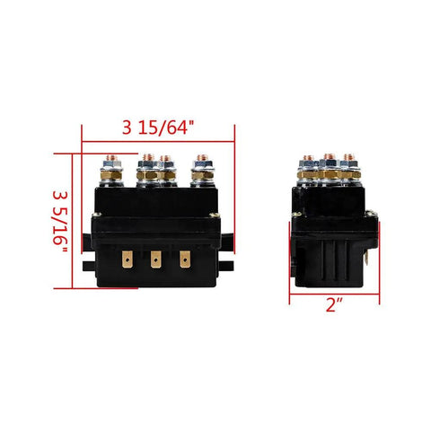 Dimensions of Beefy 12V 500A Winch Solenoid Contactor Relay Replacement For 8000 To 12000 Lbs ATV UTV 4WD 4X4 Winches