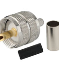 UHF Male PL259 Crimp Connector For LMR195 And RG58 Coax Cable Low Loss Performance, gold plated pin, nickel plated body