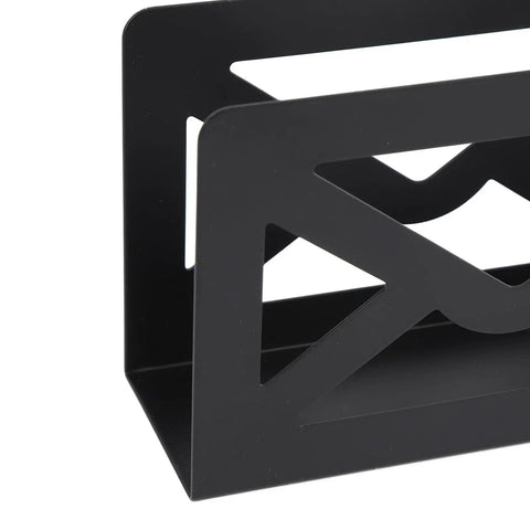 Close-up of metal Storage Letters Sorter With Cutout Envelope Design For Home Office Desk Organization, showing envelope design