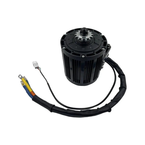 Rock Solid 4000 Watt Brushless Mid Drive Electric Motor For Moped Scooter Atv Go Kart with integrated wiring and cooling fins.