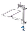 Heavy Duty Industrial Aluminum Monitor Support Arm And Keyboard Tray Rock Solid Desktop Organizer with clamp mount and slide out tray.