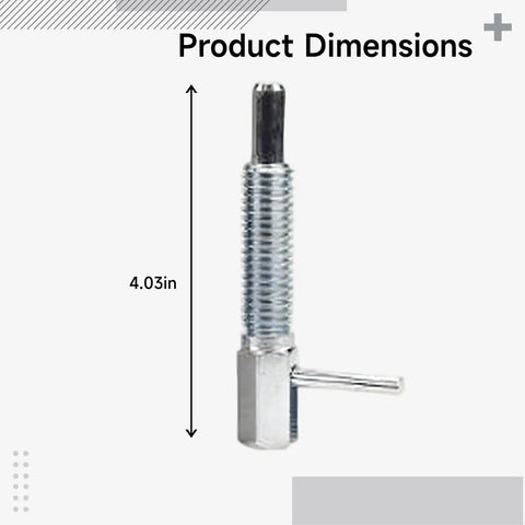 Heavy Duty Beefy Five Pack Retractable Indexing Plungers Four Inch Carbon Steel Spring Loaded Latch Locking Pins For Aluminum Profiles M12 Thread side view with dimensions 4.03in