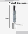 Five Piece Heavy Duty Carbon Steel Indexing Plunger Pin Kit showing 4.03in length and swivel handle, ideal for assembly use.