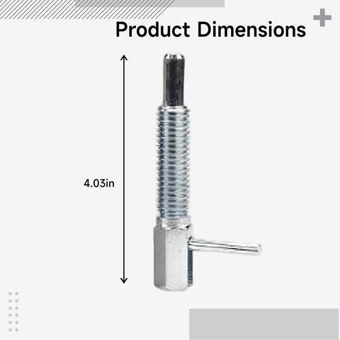 Five Piece Heavy Duty Retractable Plunger Pins With L Handle 4 Inch Carbon Steel shown in dimension image, measuring 4.03 inches.