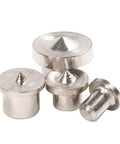Pro Grade Woodworking Center Point Pins Set, Four Piece Dowel Hole Marking Kit With 6 mm 8 mm 10 mm 12 mm Sizes shown in metal