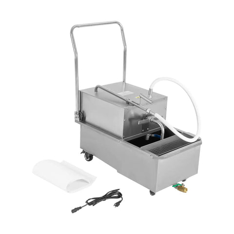 55 Gallon Commercial Fryer Filter Machine 110V Fast Food Restaurant Oil Filtration System with wheels and hose.