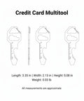 Outline of Metal Card Multitool With Bottle Opener, Flathead Screwdriver, And Hex Adjuster, dimensions listed underneath