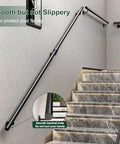 Solid As A Rock Metal Stair Banister Handrail Adjustable Wall Mounted Safety Railing For Indoor Outdoor Steps Tub Grab Bar Heavy Duty Square Tube Steel Built Tough No Fuss Setup For Home Security on a staircase.