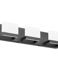 Three Light Black Dimmable LED Vanity Light For Bathroom Up And Down Wall Fixture Over Mirror With Frosted Acrylic Shade 6000K Cool White