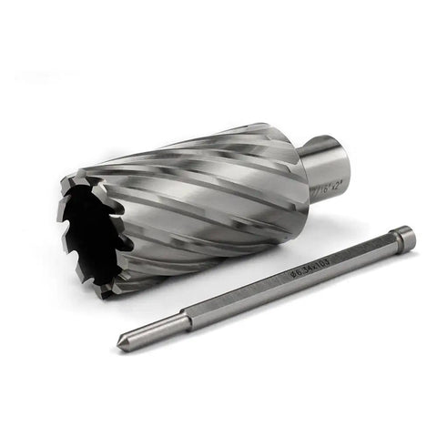 Heavy Duty High Speed Steel Annular Cutter With Weldon Shank precision hole saw 1-7/16 cut diameter and 2 inch depth.