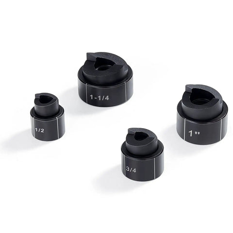 Heavy Duty Hydraulic Knockout Punch Kit 4 Piece Set For 1/2, 3/4, 1 And 1-1/4 Inch Conduit Holes Pro Grade KO Tool