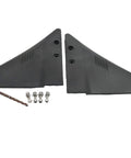 Hydrofoil Stabilizer For 5 To 150 HP Outboards And Sterndrives Boost Planing And Stability With Quick Stern Lift Durable PA66 Black Plastic Build For Smooth Responsive Handling, screws, and drill bit on white background.