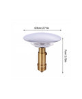 Bathtub Plug Drain Hole Water Stopper with Brass Spring Core, 6.9cm diameter, gold and silver design for bathtub use.
