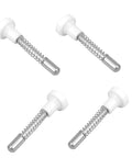 Four metal and plastic spring-loaded plunger latches from 20 Pack Spring Loaded Plunger Latches For Cribs And Windows Screens Easy Install.