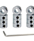 12 Pack 5/16 Bore Shaft Collars Zinc Plated Solid Carbon Steel Lock Collars With 5/8 Outer Diameter And 3/8 Width Includes 10-32 X 1/8 Set Screws Built To Last For Gearboxes Motors And Machinery. Stacked collars with hex key