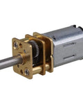 Miniature 3V Dc Gear Motor 50Rpm N20 12Mm Metal Construction With 10Mm Output Shaft showing gold gear and metal casing for robot projects.