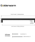 Black Square Bar Cabinet Pulls Set of 15, Stainless Steel Modern Hardware with dimensions and screws shown