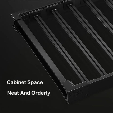 Close-up view of Expandable Closet Organizer With Pull Out Drawers For Pants And Jeans No Fuss Slide Wardrobe Storage.